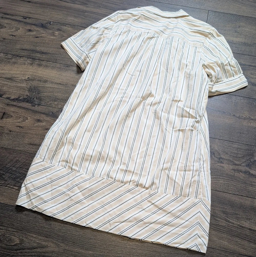 Nordstrom Striped Beige And White Button Up‎ Dress Size Small